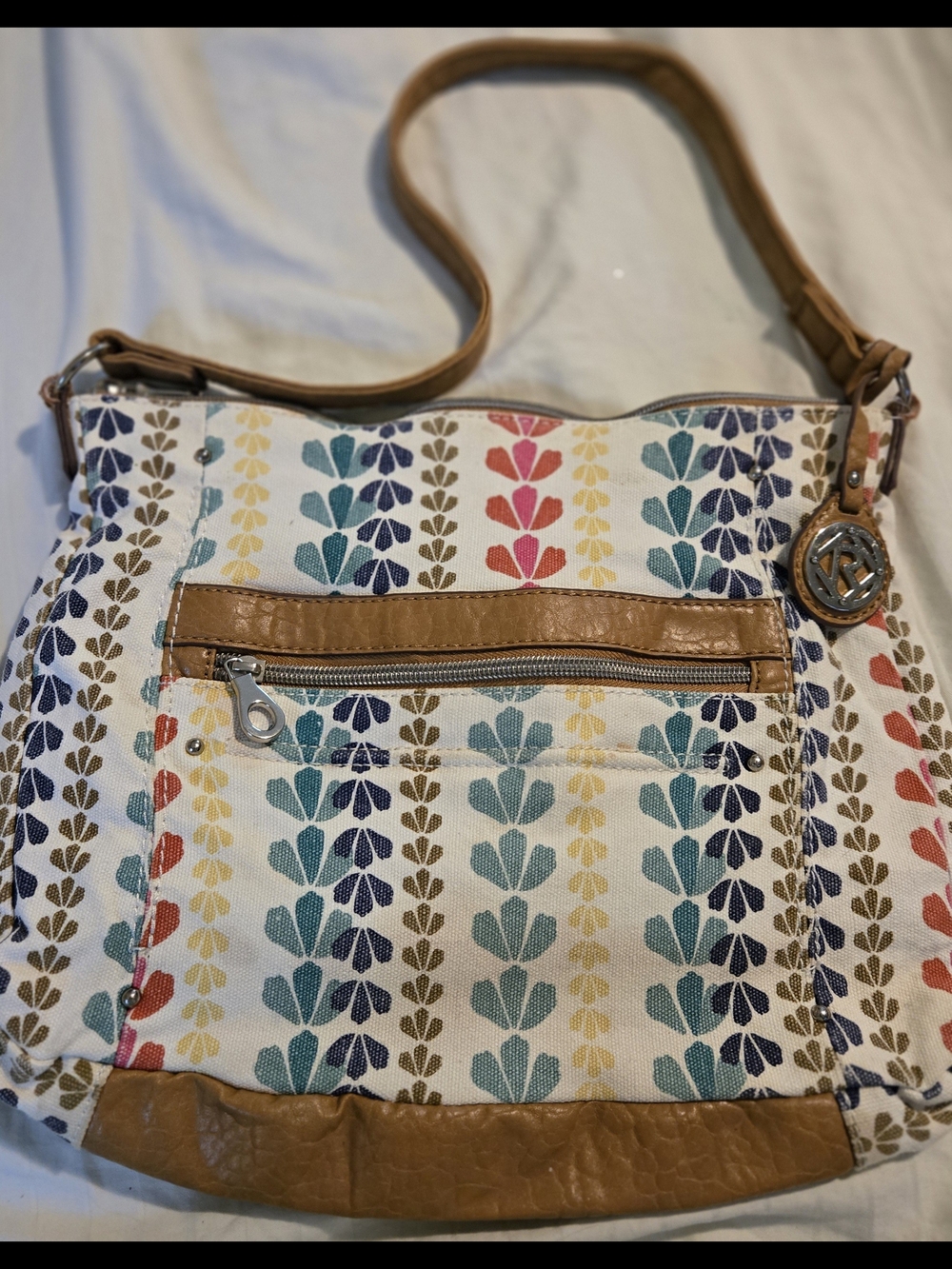 Relic Casual Multicolor Leaf Print Canvas Shoulder Bag